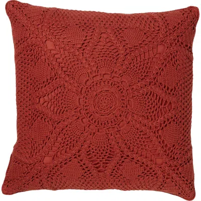 Roselli Trading Company Olivia Crocheted Accent Pillow In Red