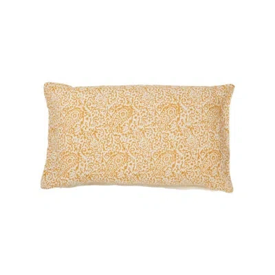 Roselli Trading Company Paisley Block Linen Lumbar Rectangular Pillow Cover & Insert In Yellow