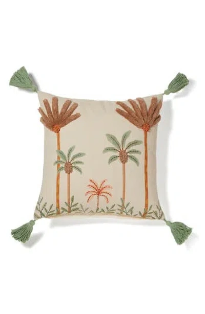 Roselli Trading Company Palm Trees Embroidered Accent Pillow In Neutral