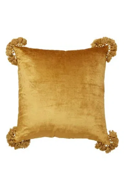 Roselli Trading Company Raj Velvet Tassel Throw Pillow In Yellow