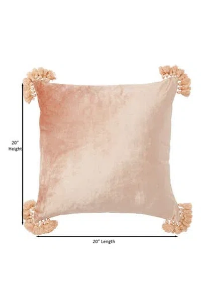 Roselli Trading Company Raj Velvet Tassel Throw Pillow In Pink