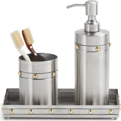 Roselli Trading Company Rivets 3-piece Bathroom Set In Metallic