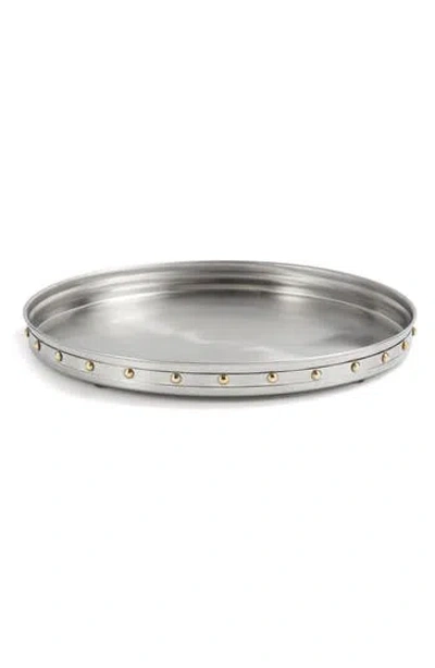 Roselli Trading Company Rivets Stainless Steel Serving Tray In Neutral