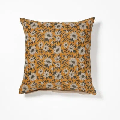 Roselli Trading Company Sunflower Field Linen Square Pillow Cover & Insert In White;yellow