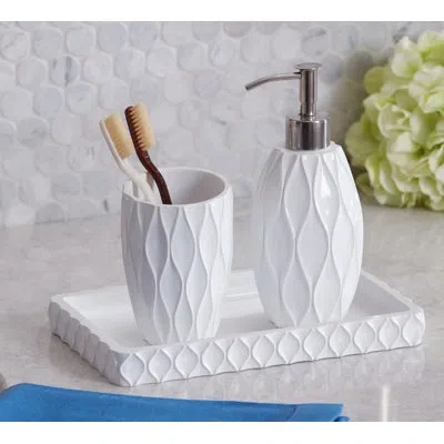 Roselli Trading Company Wave 3 Pc Bathroom Accessory Set In White
