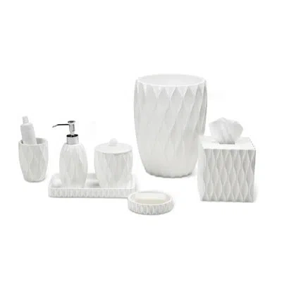 Roselli Trading Company Wave 7 Pc Bathroom Accessory Set In White