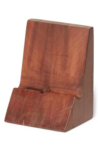 Roselli Trading Company Wood Platform Phone Holder In Brown