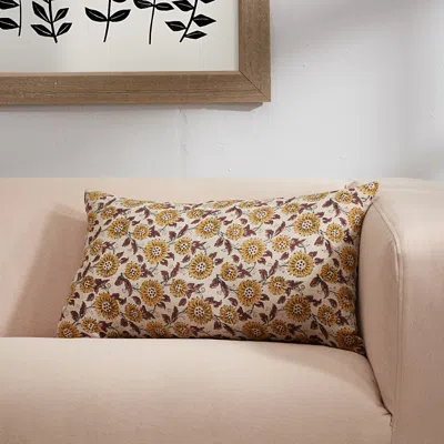 Roselli Trading Field Of Flowers Linen Decorative Pillow, 14 X 21 In Multi