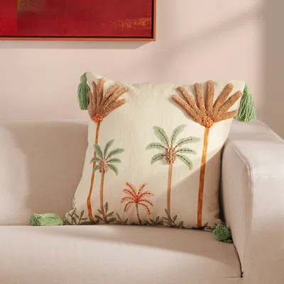 Roselli Trading Palm Embroidered Decorative Pillow, 20 X 20 In Multi