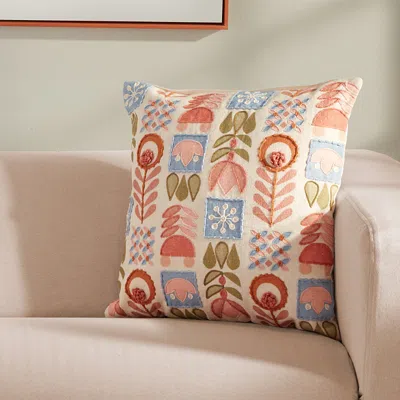 Roselli Trading Scandi Fun Embroidered Print Decorative Pillow, 20 X 20 In Multi