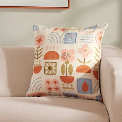 Roselli Trading Scandi Fun Embroidered Print Decorative Pillow, 20 X 20 In Multi