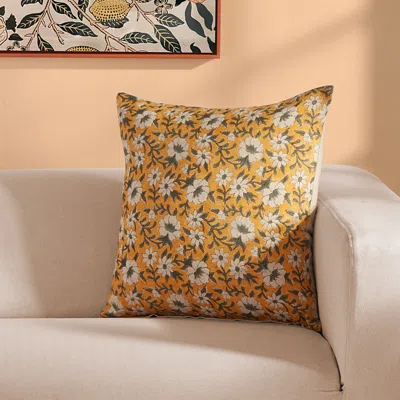 Roselli Trading Sunflower Field Linen Decorative Pillow, 20 X 20 In Yellow