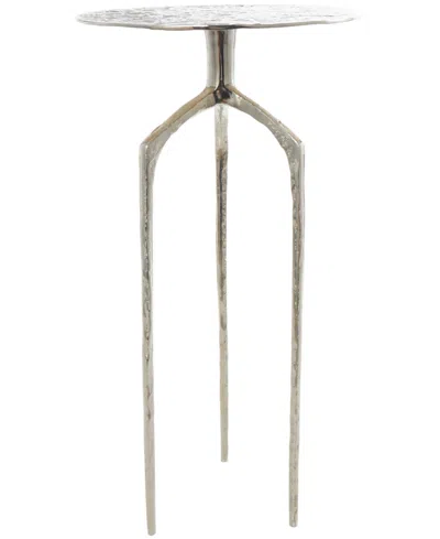 Rosemary Lane 15" X 15" X 22" Aluminum Geometric Slim Textured Accent Table In Silver