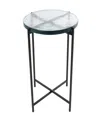 Rosemary Lane 24" Metal With Textured Glass Tabletop X-shaped Accent Table In Black