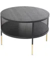 Rosemary Lane 32" X 32" X 17" Metal Geometric Open Grid Frame 1 Shelf Gold-tone Legs Coffee Table In Black