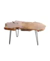 Rosemary Lane 43" X 24" X 17" Teak Wood Handmade Live Edge Black Metal Hairpin Legs Coffee Table In Brown