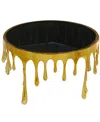 Rosemary Lane Aluminum Drip Coffee Table With Melting Designed Legs And Shaded Glass Top, 36" X 36" X 16" In Gold