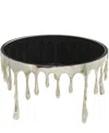 Rosemary Lane Aluminum Drip Coffee Table With Melting Designed Legs And Shaded Glass Top, 36" X 36" X 16" In Silver