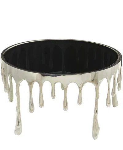 Rosemary Lane Aluminum Drip Coffee Table With Melting Designed Legs And Shaded Glass Top, 36" X 36" X 16" In Silver
