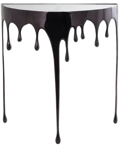 Rosemary Lane Aluminum Drip Console Table With Melting Designed Legs And Shaded Glass Top, 36" X 14" X 32" In Black