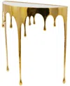 Rosemary Lane Aluminum Drip Console Table With Melting Designed Legs And Shaded Glass Top, 36" X 14" X 32" In Gold