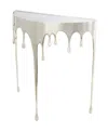 Rosemary Lane Aluminum Drip Console Table With Melting Designed Legs And Shaded Glass Top, 36" X 14" X 32" In Silver