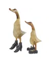 Rosemary Lane Bamboo Coastal Duck Sculpture, Set Of 2 In Brown