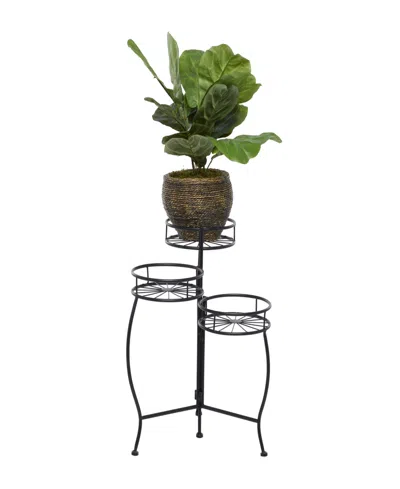 Rosemary Lane Black Metal Indoor Outdoor 3 Tier Starburst Plant Stand