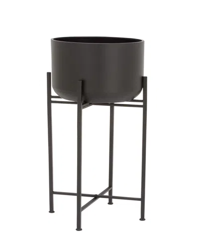Rosemary Lane Black Metal Indoor Outdoor Planter With Removable Stand, 12" X 12" X 42"