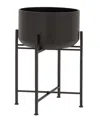 Rosemary Lane Black Metal Indoor Outdoor Tall Planter With Removable Stand, 12" X 12" X 36" In Black