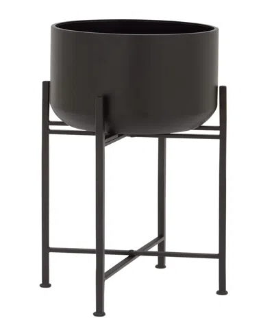 Rosemary Lane Black Metal Indoor Outdoor Tall Planter With Removable Stand, 12" X 12" X 36"