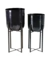 Rosemary Lane Bucket Planter With Stand, Set Of 2 In Black