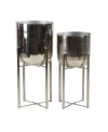 Rosemary Lane Bucket Planter With Stand, Set Of 2 In Silver-tone