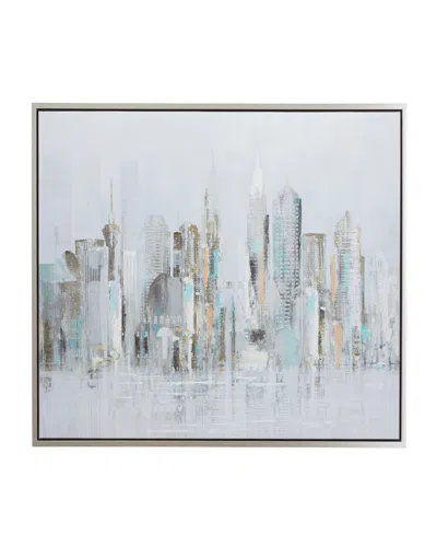 Rosemary Lane Canvas Buildings City Framed Wall Art With Silver-tone Frame, 48" X 2" X 36" In Gray