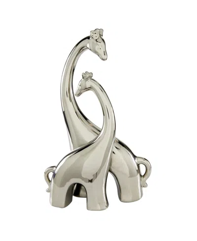 Rosemary Lane Ceramic Contemporary Giraffe Sculpture, 15" X 11" In Silver-tone