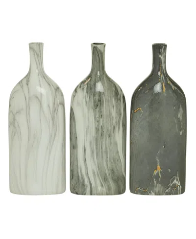 Rosemary Lane Ceramic Contemporary Vase, Set Of 3 In Gray