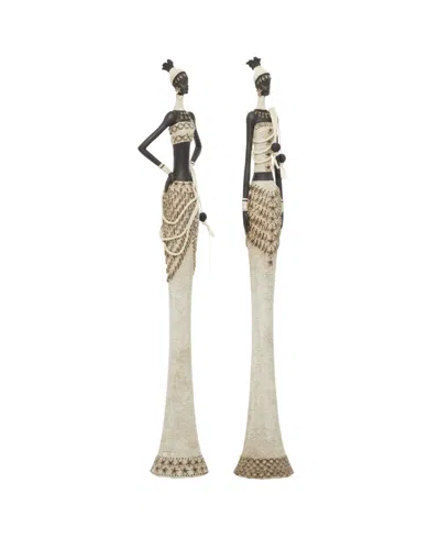 Rosemary Lane Contemporary Sculpture, Set Of 2 In White