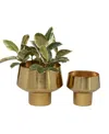 Rosemary Lane Decorative Metal Cup Shaped Planters With High Shine Finish, Set Of 2 In Gold-tone