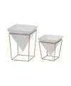 ROSEMARY LANE GEOMETRIC PLANTERS WITH METAL BASE, SET OF 2