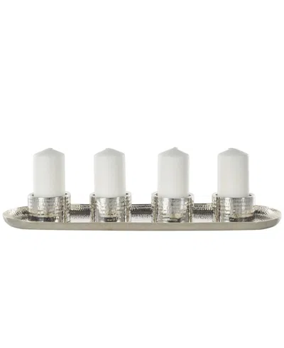Rosemary Lane Glam Steel Candelabra, 2.25" In Silver