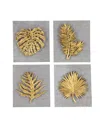 Rosemary Lane Gold Cement Stone Leaf Framed 3d Wall Decor, Set Of 4 8"w, 11"h In Gold