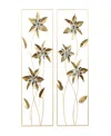 Rosemary Lane Gold Metal Floral Wall Decor With Gold Frame Set Of 2 12"w, 36"h In Gold