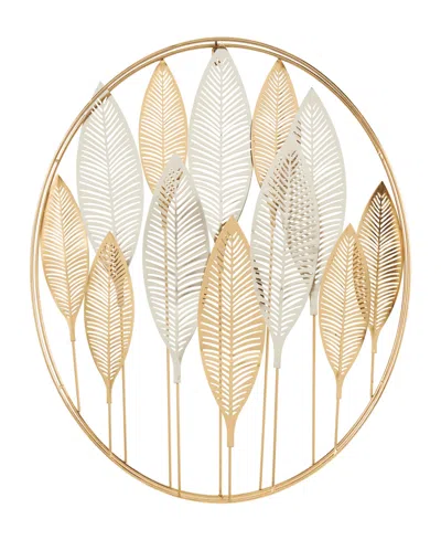 Rosemary Lane Gold Metal Leaf Metallic Wall Decor With Circular Frame And Silver Accents, 26" X 2" X 26"