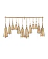 Rosemary Lane Gray Metal Tibetan Inspired Meditation Decorative Cow Bell With Jute Hanging Rope And Rod 48" X 5" X In Brass