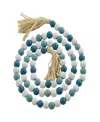 Rosemary Lane Handmade Beaded Garland With Tassel In Blue And White