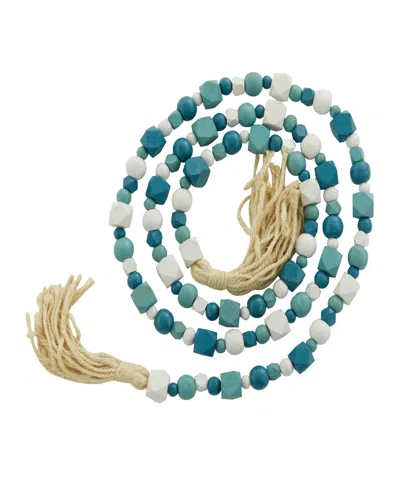 Rosemary Lane Handmade Beaded Geometric Garland With Tassel In Blue And White