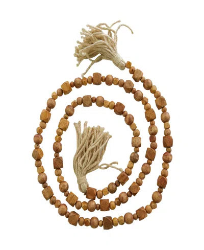 Rosemary Lane Handmade Beaded Geometric Garland With Tassel In Dark Brown