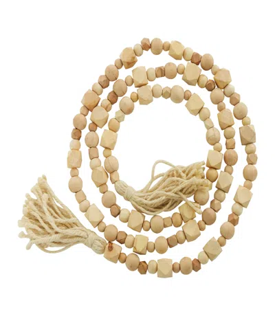 Rosemary Lane Handmade Beaded Geometric Garland With Tassel In Light Brown