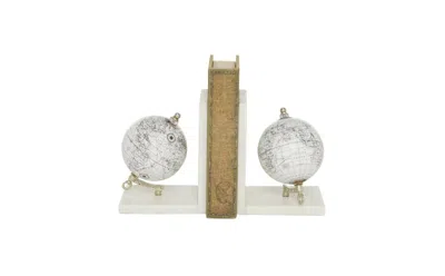 Rosemary Lane Marble Contemporary Bookends, Set Of 2 In White