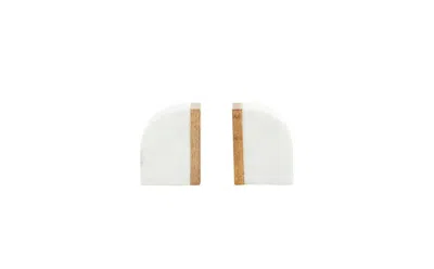 Rosemary Lane Marble Modern Bookends, Set Of 2 In White